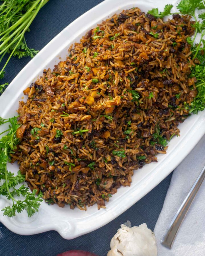 dirty rice with onion garlic and parsley