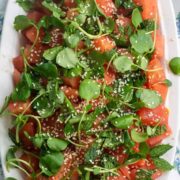 watermelon with mint and watercress