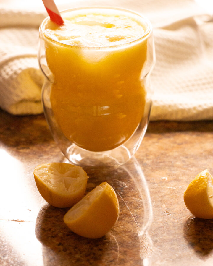 mango juice with straw